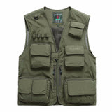 Summer Autumn Men Multifunctional Quick-Drying Mesh Fishing Vest Jacket Loose Multi-Pocket Outdoor Photography Angler Waist coat
