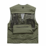 Summer Autumn Men Multifunctional Quick-Drying Mesh Fishing Vest Jacket Loose Multi-Pocket Outdoor Photography Angler Waist coat