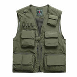 Summer Autumn Men Multifunctional Quick-Drying Mesh Fishing Vest Jacket Loose Multi-Pocket Outdoor Photography Angler Waist coat