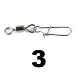DAGEZI 100pcs/lot Fishing Connector Rolling Swivel with Nice Snap stainless steel fishing tackle box