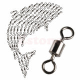 New Hot 100PCS Fishing Barrel Bearing Rolling Swivel Solid Ring LB Lures Connector 7 Size