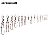 DAGEZI 100pcs/lot Fishing Connector Rolling Swivel with Nice Snap stainless steel fishing tackle box
