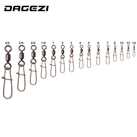 DAGEZI 100pcs/lot Fishing Connector Rolling Swivel with Nice Snap stainless steel fishing tackle box
