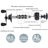 KastKing Assassin Dual Brakes System Full Carbon Body 7.5KG/16.5LB Drag 12BBs Super Light 163g 6.3:1 Baitcasting Fishing Reel