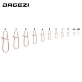 DAGEZI 100 pcs/lot 11size fishing gear accessories Connector copper swivel Stainless steel swivels black/white fishing tackle