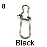DAGEZI 100 pcs/lot 11size fishing gear accessories Connector copper swivel Stainless steel swivels black/white fishing tackle